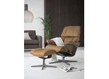 Stressless® Relaxsessel »Reno«, (Set, Relaxsessel mit Hocker), mit Hocker, mit Cross Base, Größe S, M & L, Holzakzent Wenge