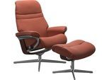 Stressless® Relaxsessel »Sunrise«, (Set, Relaxsessel mit Hocker), mit Hocker, mit Cross Base, Größe S, M & L, Holzakzent Braun