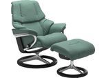 Stressless® Relaxsessel »Reno«, (Set, Relaxsessel mit Hocker), mit Hocker, mit Signature Base, Größe S, M & L, Gestell Schwarz