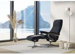 Stressless® Relaxsessel »View«, (Set, Relaxsessel mit Hocker), mit Hocker, mit Cross Base, Größe S, M & L, Holzakzent Schwarz