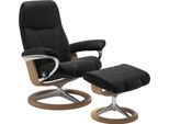 Stressless® Relaxsessel »Consul«, (Set, Relaxsessel mit Hocker), mit Hocker, mit Signature Base, Größe S, Gestell Eiche