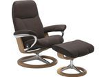 Stressless® Relaxsessel »Consul«, (Set, Relaxsessel mit Hocker), mit Hocker, mit Signature Base, Größe S, Gestell Eiche