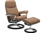 Stressless® Relaxsessel »Consul«, (Set, Relaxsessel mit Hocker), mit Hocker, mit Signature Base, Größe S, Gestell Schwarz