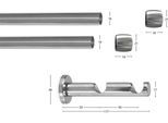 GARESA Gardinenstange »KAPPE«, 2 läufig-läufig, Wunschmaßlänge, Vorhanggarnitur, verlängerbar, Kappe, edelstahl optik, ohne Ringe