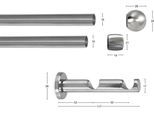 GARESA Gardinenstange »KUGEL«, 2 läufig-läufig, Wunschmaßlänge, Vorhanggarnitur, verlängerbar, Kugel, edelstahl optik, ohne Ringe