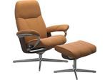 Stressless® Relaxsessel »Consul«, (Set, Relaxsessel mit Hocker), mit Hocker, mit Cross Base, Größe S, M & L, Holzakzent Wenge