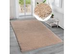 Bruno Banani Hochflor-Teppich »Shaggy Soft«, rechteckig, gewebt, Uni Farben, besonders weich und kuschelig