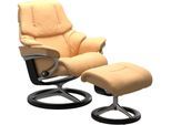 Stressless® Relaxsessel »Reno«, (Set, Relaxsessel mit Hocker), mit Hocker, mit Signature Base, Größe S, M & L, Gestell Schwarz