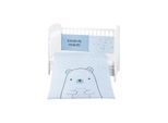 Kikkaboo Babybettwäscheset Bär 3tlg Decke 135 x 95 cm Nestchen 180 x 35 cm Bezug blau