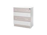 Lorelli Kommode Dresser 81 x 50 x 86 cm, 4 große Schubladen, schnelle Montage grau weiß