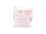 Kikkaboo Babybettwäscheset Bär 3tlg Decke 135 x 95 cm Nestchen 180 x 35 cm Bezug rosa