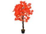 vidaXL Künstliche Pflanze Ahornbaum mit Topf Rot 120 cm