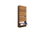 Meuble Rangement Chaussure 24 Paires - Pour Entree Couloir - 60x24x150 cm - Bois Vintage - Casabel