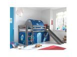 Spielbett Pino inkl. Rutsche mit Textilset Vorhang und Tunnel versch. Designs