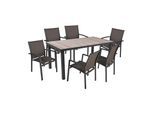 7-tlg. Tischgruppe RANA Set Garten Sitzgruppe Outdoor Grau Metall Polster Möbel