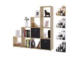 VCM Holzregal stehend platzsparendes Regal Maße: H. 139 x B. 143 x T. 29 cm Elegantes Regal stehend Aufbewahrungsregal Bücherregal Treppenregal - Napoli