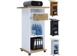 VCM Holz Standschreibtisch ideal für Beamer oder Projektor mit Rollen Maße: H. 108 x B. 60 x T. 50 cm Pultfläche neigbar Schublade abschließbar - Neta