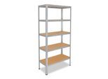 shelfplaza® HOME 180x70x50cm Schwerlastregal in verzinkt mit 5 Böden