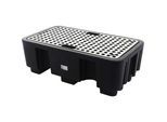 PE-Auffangwanne für 2 x 200-l-Fässer, Auffangvolumen 236 l, mit PE-Rost, LxBxH 750 x 1300 x 440 mm, ab 3 Stk kaiserkraft