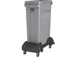 Rubbermaid Abfalleimer SLIM JIM® Set, 60 l, mit Kunststofffahrwagen, grau, ab 2 Stk