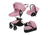 TPFLiving Luxus Kombi-Kinderwagen 3in1 Set - Modell 5 Kunstleder - Braun