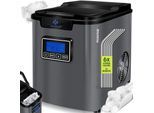KESSER® Eiswürfelbereiter Eiswürfelmaschine Edelstahl 150W Ice Maker 12 kg 24 h 3 Würfelgrößen Zubereitung in 6 min 2,2 Liter Wassertank Timer LCD-Display Selbstreinigungsfunktion