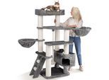 HAPPYPET Kratzbaum Stabil JACOB - 156 cm XXL, Katzenbaum für große Katzen, 46 kg Schwerlast Grau