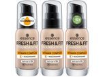 Essence Foundation FRESH & FIT FOUNDATION, 3-tlg., beige