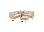 Juskys Polyrattan Lounge Santorini - Outdoor Sitzecke mit Beistelltisch & Auflagenbox - Creme