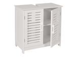 Waschbeckenunterschrank MCW-B41, Badezimmer Unterschrank Badschrank mit Staufach, Bambus MDF 60x60x30cm MVG ~ weiß