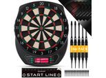 KESSER® Elektronische Dartscheibe Profi Set - E Dartboard mit 15 Dartpfeile + 35 Pro Flights 100 Pfeilspitzen + Zubehör Dart für 1 bis 8 Spieler Innovativer elektronisch Dartautomat mit 65 Varianten