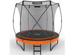 KINETIC SPORTS Trampolin Outdoor 'Ultimate Pro' Ø 244/305/366/427 cm – Kindertrampolin mit Leiter, Gartentrampolin im Kürbis-Design, bis zu 160 kg Sunset Orange Ø 244 cm