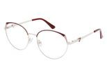 Guess GU2867 Unisex-Brille inkl. Gläser Vollrand Cateye Metall-Gestell 53mm/17mm/140mm, rot