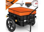 KESSER® Fahrradanhänger Lastenanhänger Handwagen mit Kupplung Hochdeichsel für Fahrrad Transportanhänger Transportbox mit 70 Liter Volumen Max. 60kg für Fahrräder mit 26'' - 28''