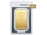 10 x 50 g Goldbarren Heraeus