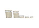 Fijalo - Beschichtungskorb Set 5 Polyester Wicker 52x38x56 Beige Polyester Wicker Multicolor -Farbfamilienfamilienfamilie Körbe und Kisten Details