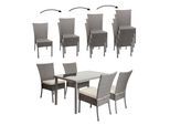 Poly-Rattan Garnitur MCW-G19, Sitzgruppe Balkon-/Lounge-Set, 4xStuhl+Tisch, 120x75cm ~ grau, Kissen creme