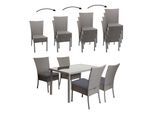 Poly-Rattan Garnitur MCW-G19, Sitzgruppe Balkon-/Lounge-Set, 4xStuhl+Tisch, 120x75cm ~ grau, Kissen dunkelgrau