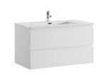 Badplaats - Meuble de salle de bain Angela 100 cm Blanc brillant - Blanc brillant