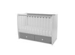 Lorelli Babybett MATRIX NEW Kinderbett 120 x 60 cm, 2 Ebenen, 2 Schubladen grau