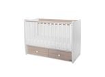 Lorelli Babybett MATRIX NEW Kinderbett 120 x 60 cm, 2 Ebenen, 2 Schubladen weiß braun