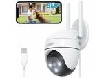 Iegeek - 5MP Camera Surveillance WiFi Exterieure, 360° Camera ip, Vision Nocturne Couleur, Détection Humaine, Audio Bidirectionnel - white