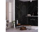 Kobertin-compact - Kit de 2 Panneaux Mural Revetement Décoratif pour Salle de Bains et wc, L120l1200.4 cm, effet marbre noir, kobert in Infinite Black