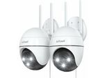 ieGeek 2PCS 3MP Camera Surveillance WiFi Exterieure 360° Camera IP Vision Nocturne Couleur, Détection Humaine, Audio Bidirectionnel - white