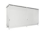 Regalcontainer Bauer Typ CEN 59-2 IBC, 2 Fachebenen, Schiebetor, 2000 l, B 6245 x T 1550 x H 3465 mm, grauweiß RAL 9002