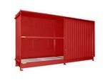 Regalcontainer Bauer Typ CEN 59-2 IBC, 2 Fachebenen, Schiebetor, 2000 l, B 6245 x T 1550 x H 3465 mm, feuerrot RAL 3000