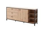 Carryhome Sideboard , Anthrazit, Eichefarben , Metall , 3 Fächer , 3 Schubladen , 180x83x40 cm , Beimöbel erhältlich , Kleinmöbel, Kommoden, Sideboards