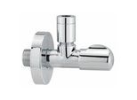 ALBERTONI Design-Eckventil 1/2'' x 3/8'' - Serie ''LINEA'' - poliert verchromt - mit Schieberosette (Ø 60 mm)