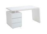 Schreibtisch , Weiß , Glas, Holzwerkstoff , 3 Schubladen , rechteckig , 60x75x132 cm , seitenverkehrt montierbar , Büromöbel, Büromöbel-Sets & -Serien, Büromöbelserien