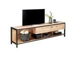 Carryhome Tv-Element , Anthrazit, Eichefarben , Metall , 1 Schubladen , 215x57x46 cm , Wohnzimmer, Wohnwände, Wohnwand-Serien